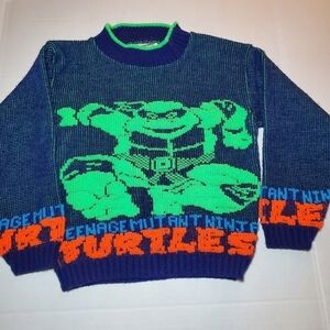 Vintage 1990s TMNT Teenage Mutant Ninja Turtles Acrylic Sweater Sz S
